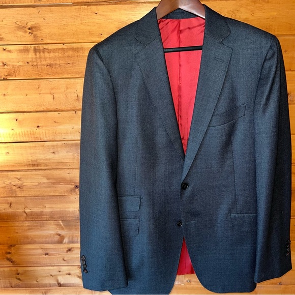 $899 SuitSupply FULL SUIT Sienna dark charcoal birds-eye Super 130s VBC wool 44R - Picture 5 of 16